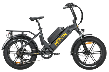 black bicycle with bigger battery side view