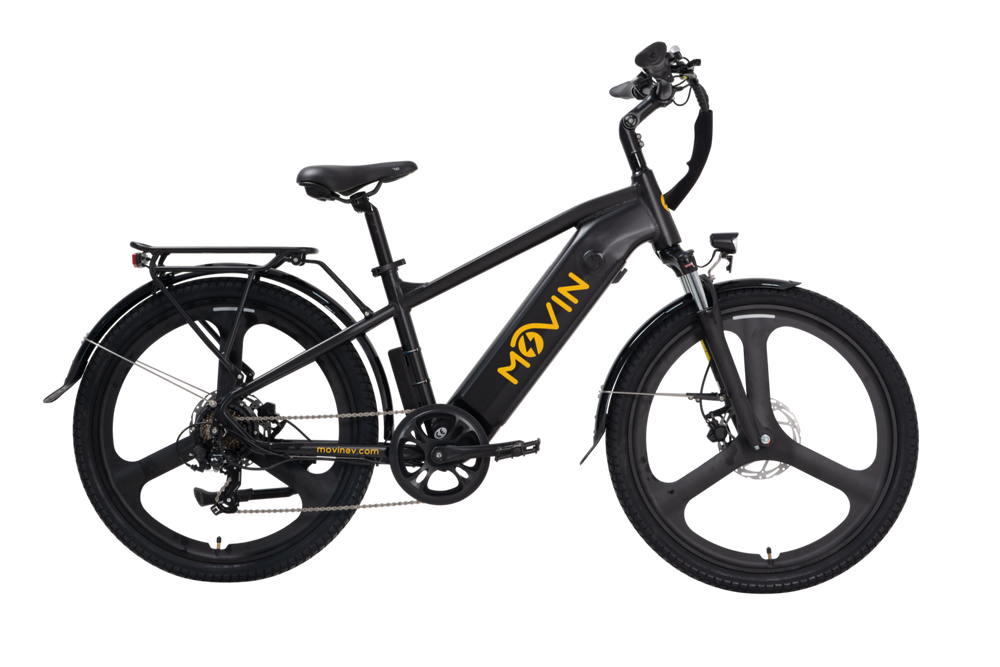 Sleek black Tempo Max electric bike by Movin with fenders and ergonomic design