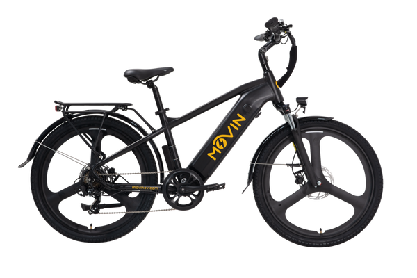 Sleek black Tempo Max electric bike by Movin with fenders and ergonomic design