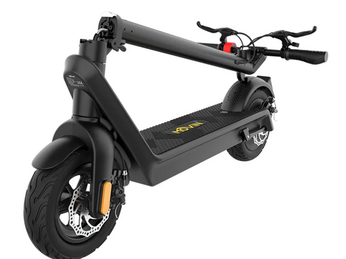 Movin Glide e-scooter in folded position highlighting portability and space-saving design