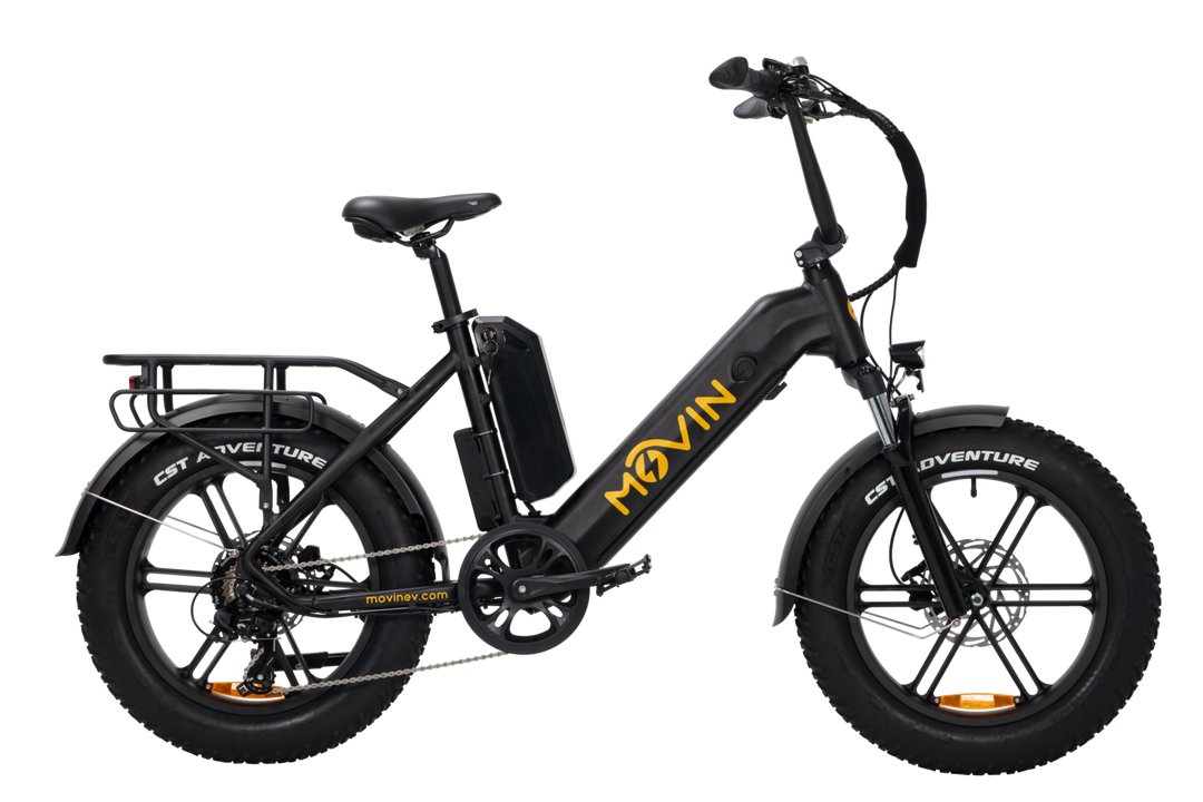 black bicycle with extra battery side view