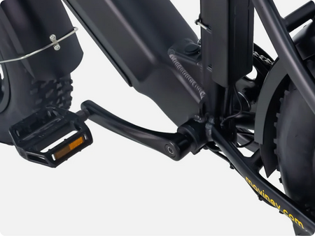 Electric bike pedal setup on Movin model built for stability and rider comfort