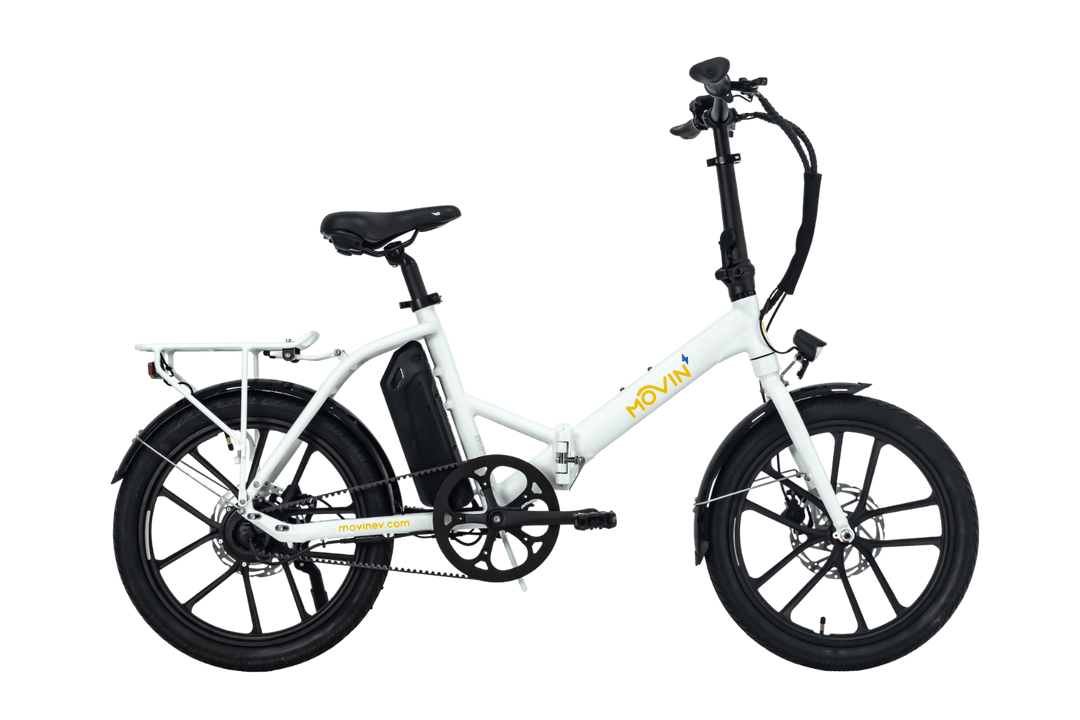 small folding ebike side view white