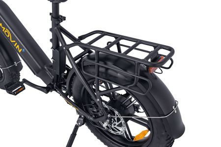 Movin Pulse e-bike with durable rear rack for carrying bags, gear, or accessories