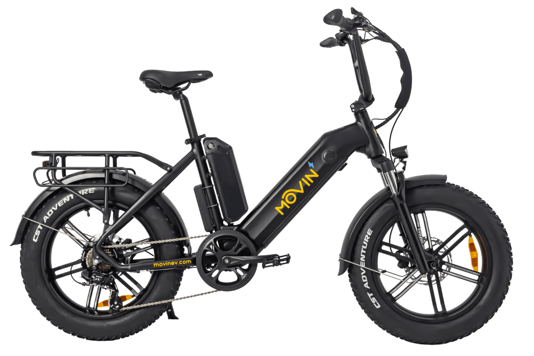 pulse fat tire electric bike double battery side view black