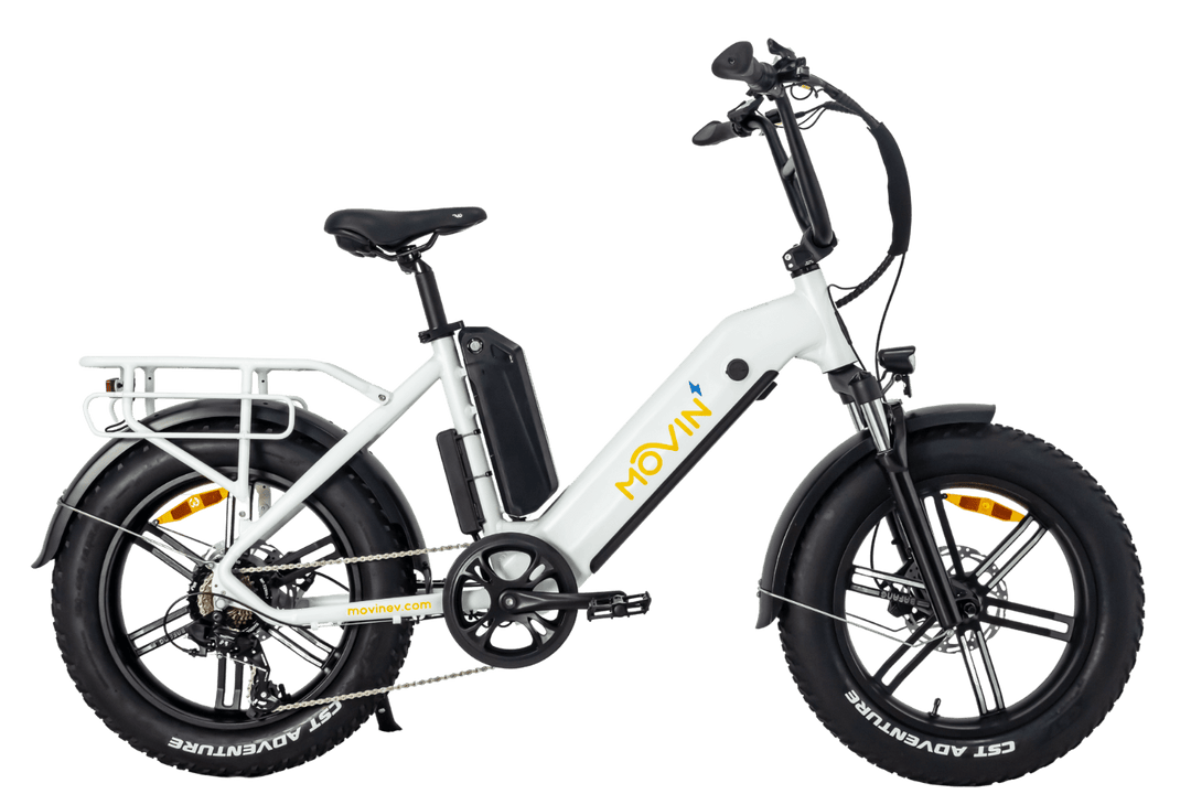 pulse fat tire electric bike double battery side view white